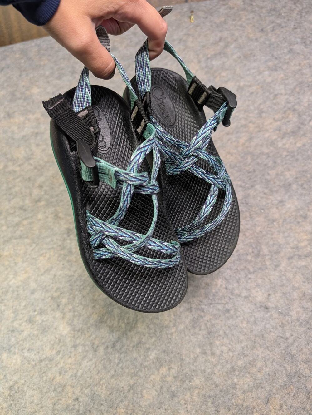 Chaco Sandals Youth Size 3 Green / Black Double Strap Hiking/Water Outdoor